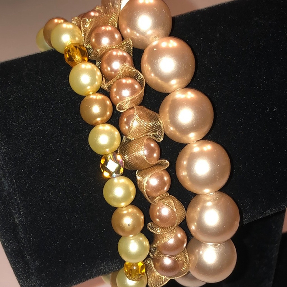 Faux Pearl Beaded Boho Retro Classic Stretchy Bracelets - Picture 1 of 6